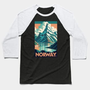 A Vintage Travel Art of the Fjords in Norway Baseball T-Shirt